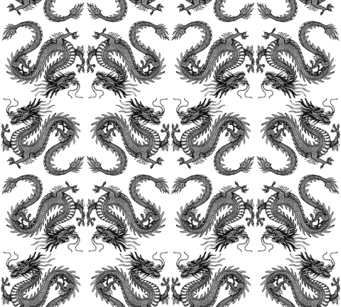 Chinese dragon sketch. Hand-drawn vector illustration. Traditional China seamless pattern. NOT AI generated